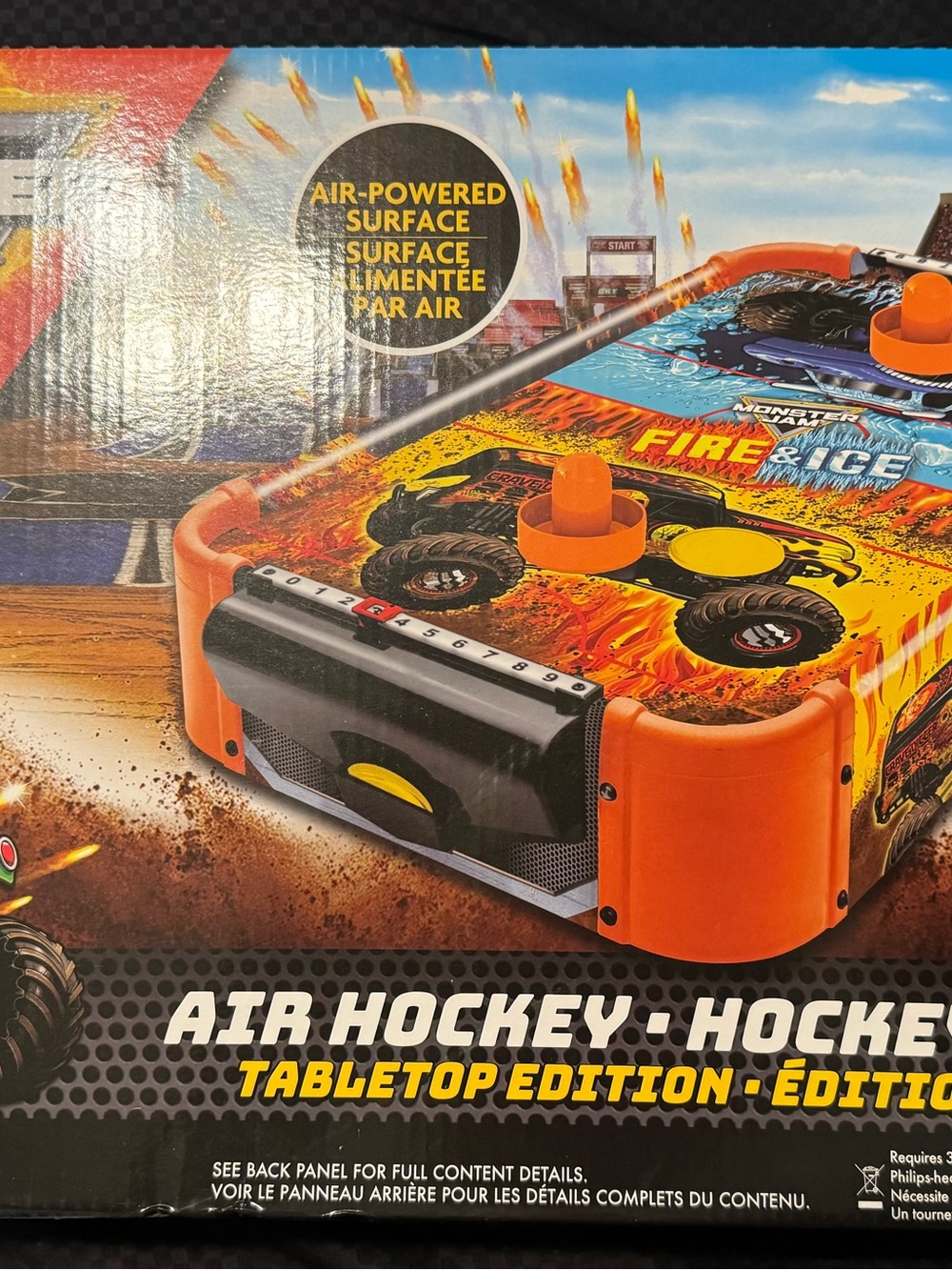 Monster Jam Fire & Ice AirMonster Jam Fire & Ice Air Hockey Tabletop Edition Toy